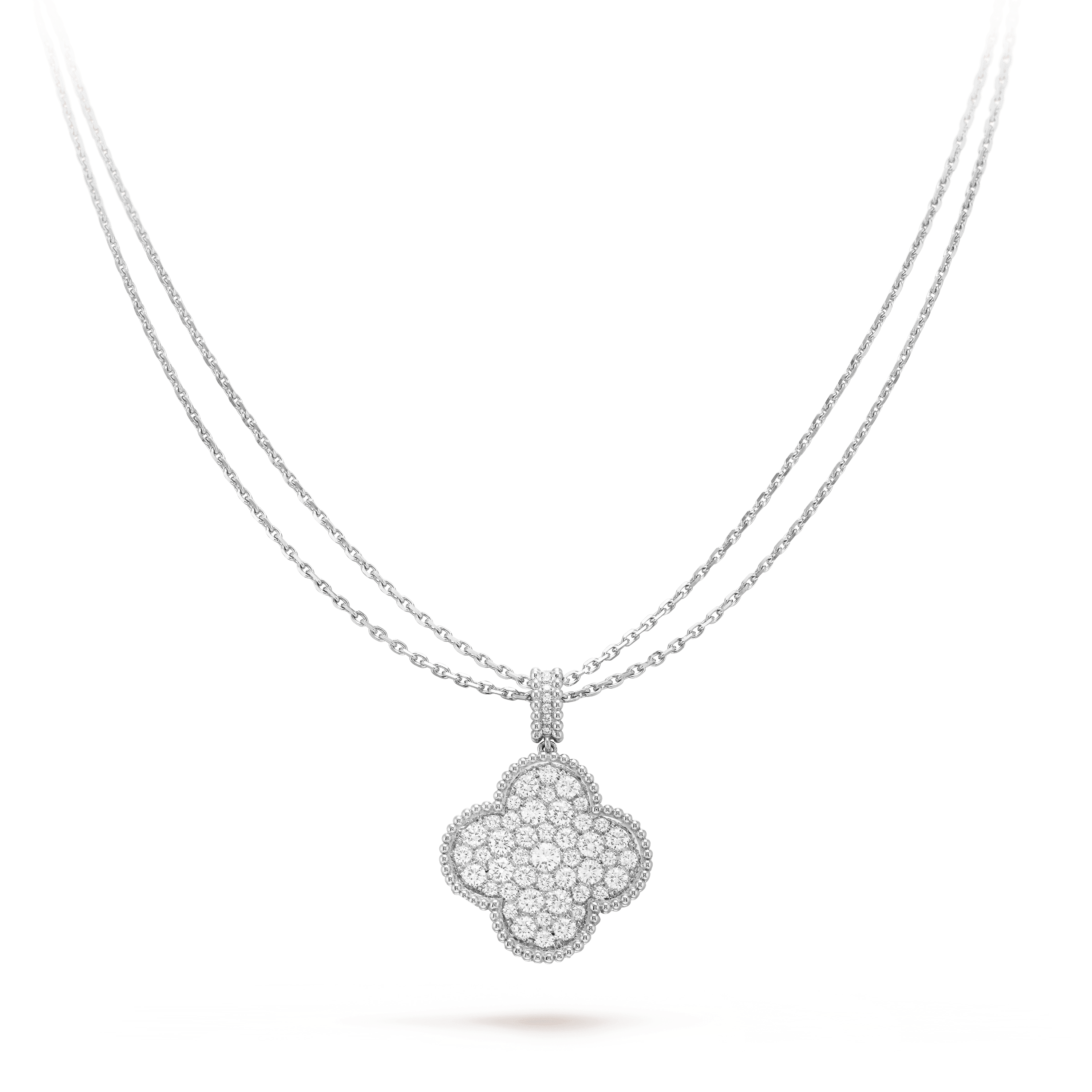 ¡®Glow¡¯CLOVER 25MM SILVER FULL DIAMOND BIG CLOVER NECKLACE