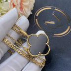 ¡®Glow¡¯CLOVER 25MM GOLD ONYX BIG CLOVER NECKLACE