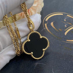 ¡®Glow¡¯CLOVER 25MM GOLD ONYX BIG CLOVER NECKLACE