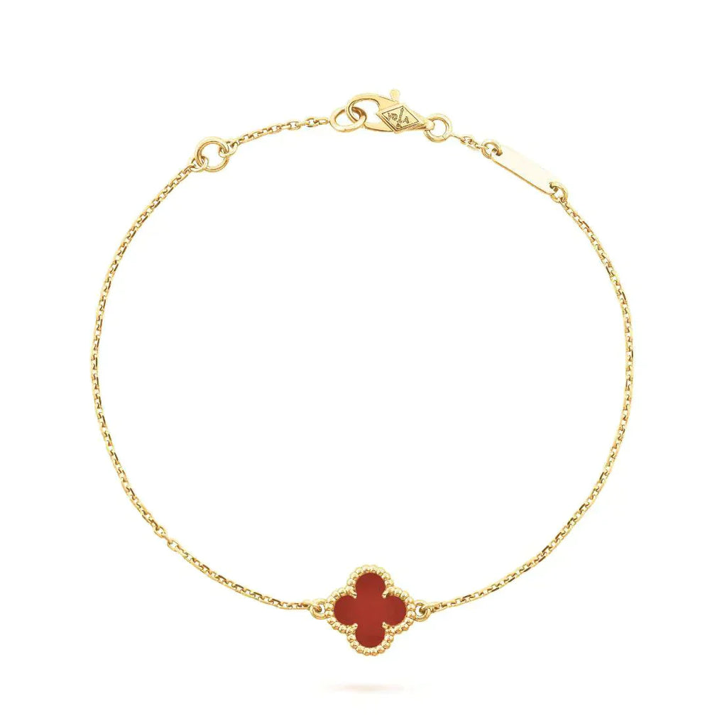 ¡®Glow¡¯CLOVER  CARNELIAN SINGLE FLOWER BRACELET