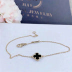 ¡®Glow¡¯CLOVER ONYX SINGLE FLOWER BRACELET