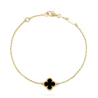 ¡®Glow¡¯CLOVER ONYX SINGLE FLOWER BRACELET