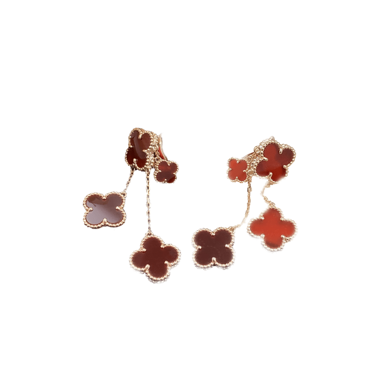 ¡®Glow¡¯CLOVER EARRINGS CARNELIAN 4 MOTIFS PINK GOLD