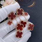 ¡®Glow¡¯CLOVER EARRINGS CARNELIAN 4 MOTIFS PINK GOLD