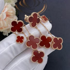 ¡®Glow¡¯CLOVER EARRINGS CARNELIAN 4 MOTIFS PINK GOLD
