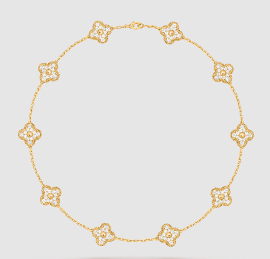 [¡®Glow¡¯]CLOVER 10 MOTIFS FULL DIAMOND NECKLACE