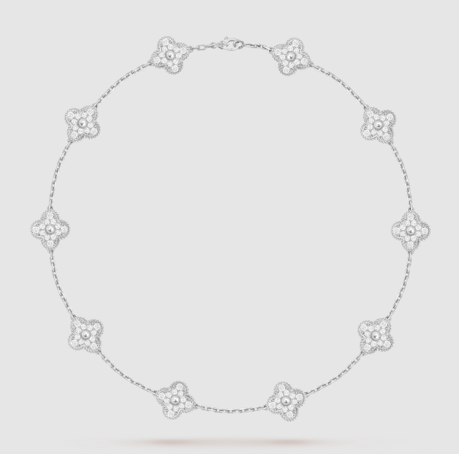 [¡®Glow¡¯]CLOVER 10 MOTIFS FULL DIAMOND NECKLACE