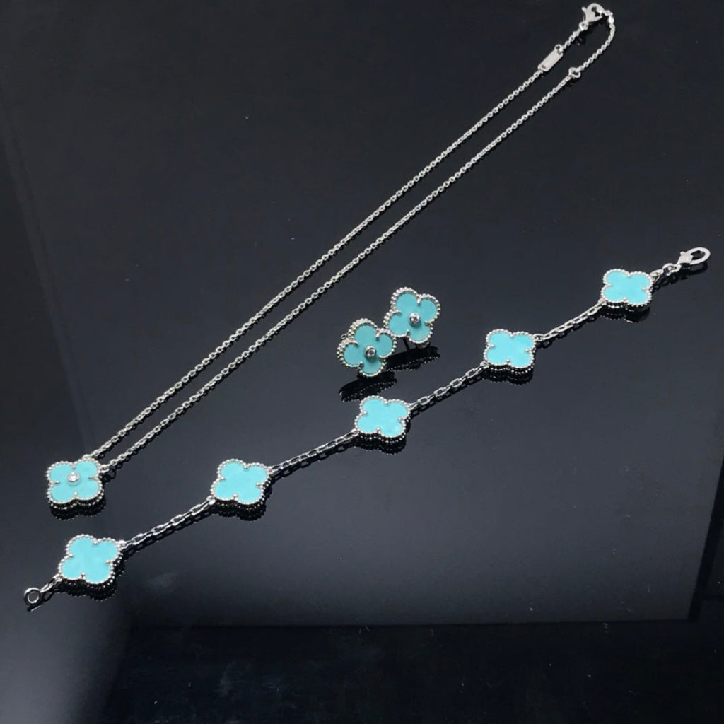 ¡®Glow¡¯CLOVER 1 DIAMOND BLUE SKY SILVER EARRINGS