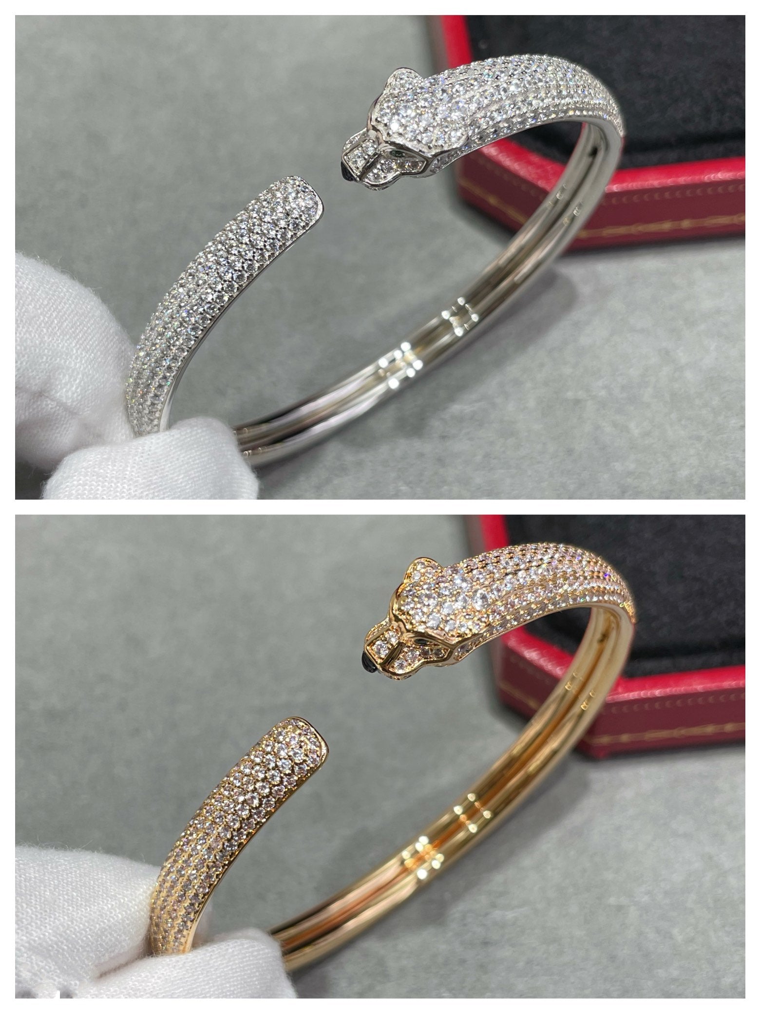 GlowPANTHERE FULL DIAMOND OPEN BRACELET