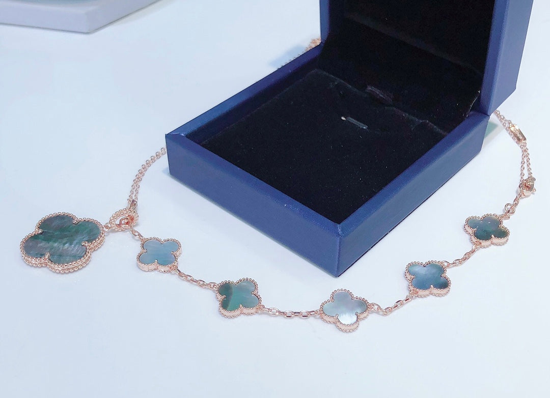 ¡®Glow¡¯COMBINED BRACELET 5 MOTIFS AND NECKLACE DARK MOP ROSE GOLD