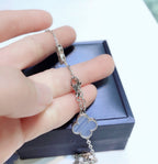 ¡®Glow¡¯CLOVER 10 MOTIFS CHALCEDONY DIAMONDS SILVER NECKLACE