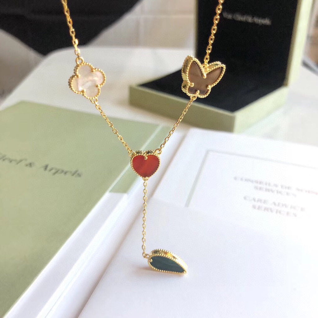 ¡®Glow¡¯LUCKY SPRING 4 MOTIFS ROSE GOLD NECKLACE