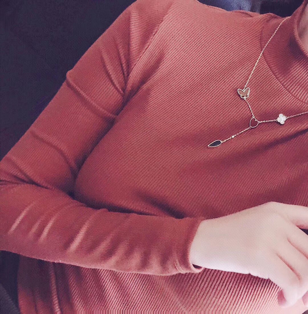 ¡®Glow¡¯LUCKY SPRING 4 MOTIFS ROSE GOLD NECKLACE