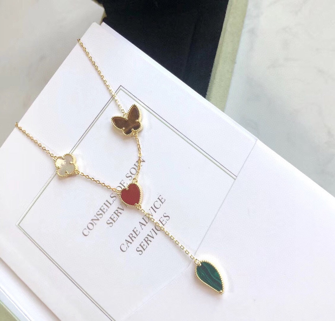 ¡®Glow¡¯LUCKY SPRING 4 MOTIFS ROSE GOLD NECKLACE