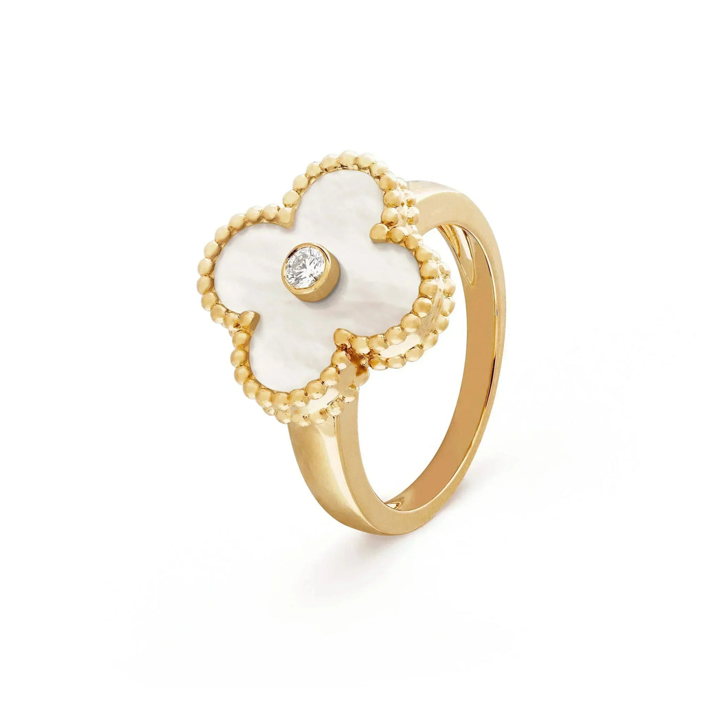 ¡®Glow¡¯CLOVER PINK MOP RING GOLD DIAMOND